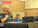 Teacher "Mrs B" reacts after successful ARISS contact. [Courtesy Channel 9 News]